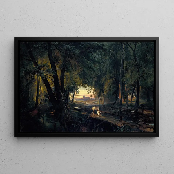 Path in the Forest near Spandau - Carl Blechen — framed artwork on a wall