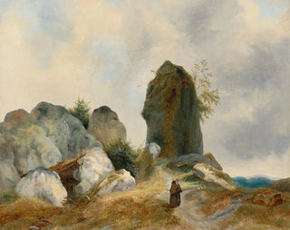 Hermit in a Rocky Landscape - Carl Blechen — artwork view