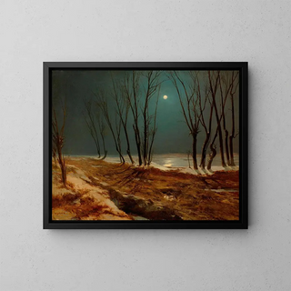 Winter Landscape by Moonlight - Carl Blechen — framed artwork on a wall