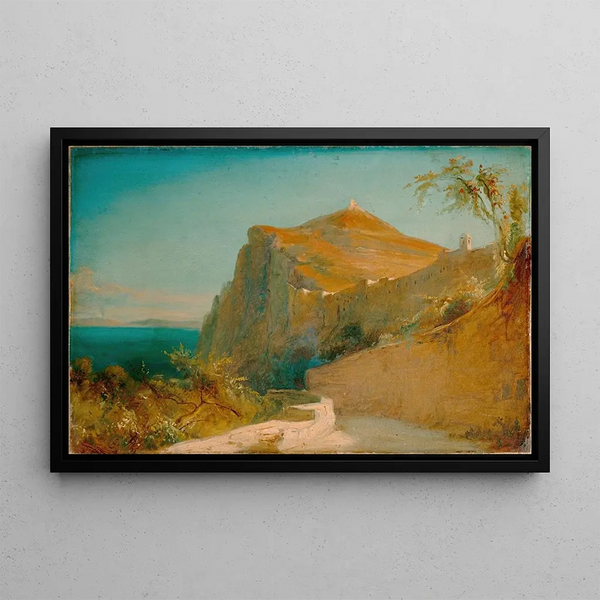 Capri Tiber Cliffs Painting - Carl Blechen — framed artwork on a wall