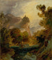 View of a river valley in the mountains with a castle on a high rock - Carl Blechen — artwork view