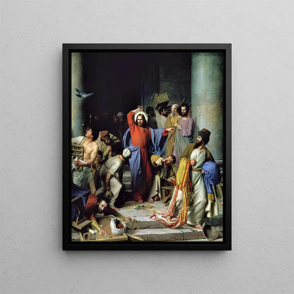 Chasser les changeurs d'argent - Carl Bloch — framed artwork on a wall