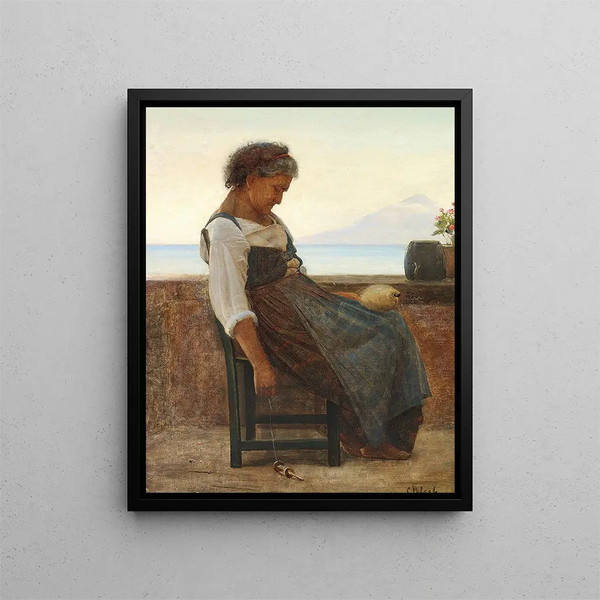 A Italian mother resting - Carl Bloch — framed artwork on a wall