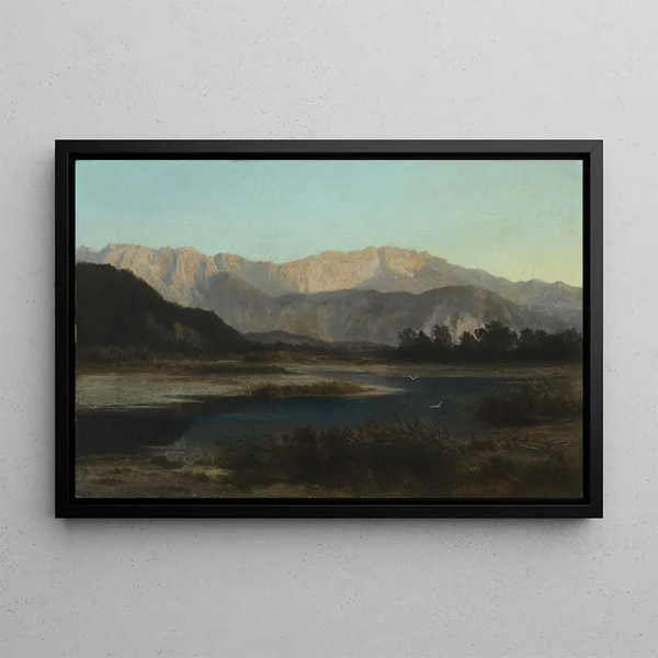 L'Inn with view of the Kaisergebirge - Carl Bolze — framed artwork on a wall