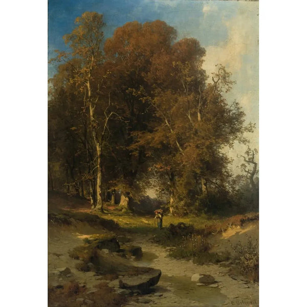 Autumn Forest Landscape - Carl Bolze — framed artwork on a wall