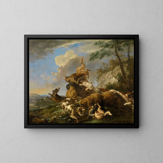 Hunting the Bear - Carl Borromäus Andreas Ruthart — framed artwork on a wall