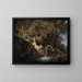 the dogs attacking a deer - Carl Borromäus Andreas Ruthart — framed artwork on a wall