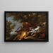 Dogs hunting a stag - Carl Borromäus Andreas Ruthart — framed artwork on a wall