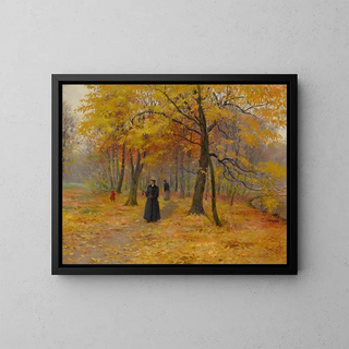 A walk in the forest in autumn - Carl Carlsen — framed artwork on a wall