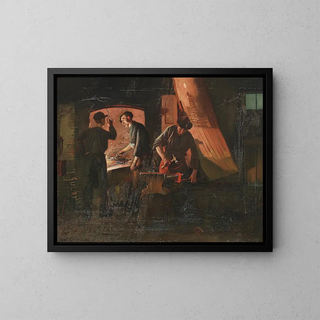 in a forge - Carl Carlsen — framed artwork on a wall