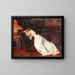 Interior painting with a girl on a sofa - Carl Carlsen — framed artwork on a wall