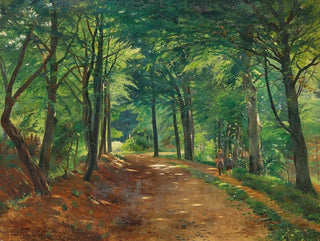Summer Day in the Forest with Two Children on a Path - Carl Carlsen — artwork view