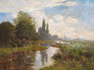Three young women on a summer outing in a landscape - Carl Carlsen — artwork view