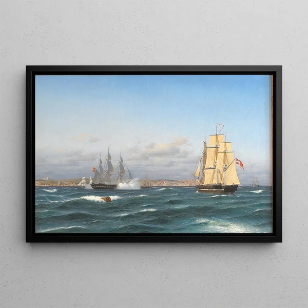 La rade de Lisbonne - Carl Dahl — framed artwork on a wall
