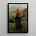 Woman of Haslital returning from hay harvest - Carl Diethelm Meyer — framed artwork on a wall