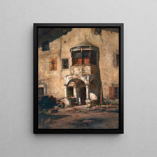 A South-Facing Courtyard - Carl Eduard Onken — framed artwork on a wall