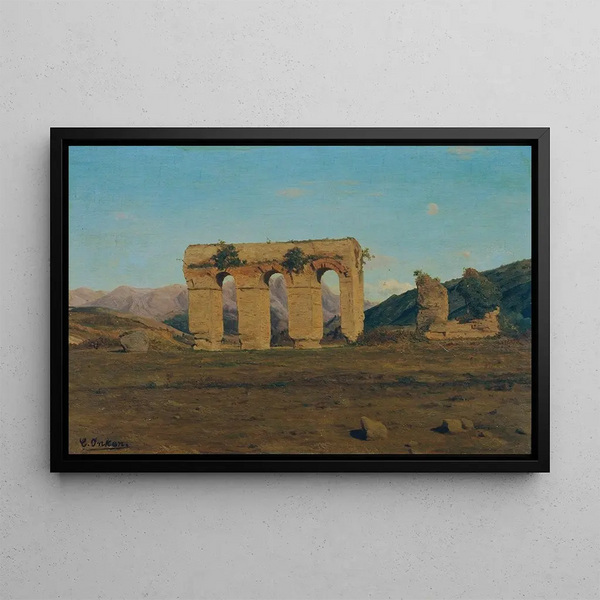 Roman aqueduct painting - Carl Eduard Onken — framed artwork on a wall