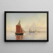 A schooner and two large sailing ships off the coast - Carl Emil Baagøe — framed artwork on a wall