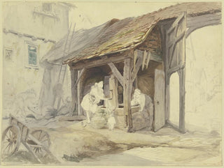 a Hessoise farm with a well house - Carl Engel — artwork view
