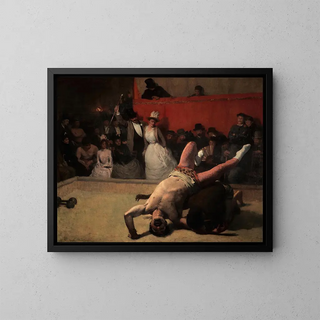 Les lutteurs, scène de la foire de Neuilly - Carl Ernst von Stetten — framed artwork on a wall
