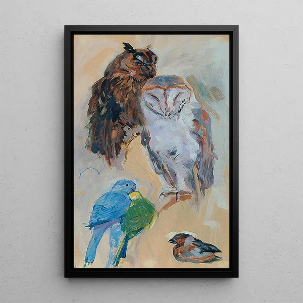 Reproduction of the painting Study of Animals from Schönbrunn Birds - Carl Fahringer