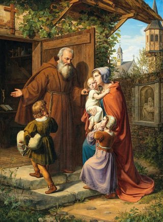 Sainte Élisabeth, landgravine of Thuringia, fleeing Wartburg, finds refuge with a hermit - Carl Fieldgraf — artwork view