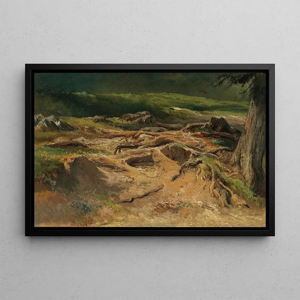 Forest Study Painting - Carl Franz Emanuel Haunold — framed artwork on a wall
