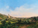 View of the churches of Kalksburg and Rodaun at dawn - Carl Franz Michael Geyling — artwork view
