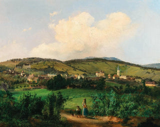 Vienne, view of the church and barracks in Mauer from Lange Gasse - Carl Franz Michael Geyling — artwork view