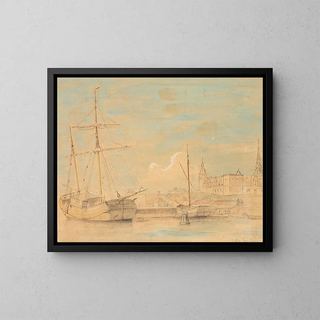 Seaside near Kronborg - Carl Frederik Sørensen — framed artwork on a wall