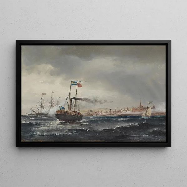 Visit of the King of Sweden at Kronborg - Carl Frederik Sørensen — framed artwork on a wall