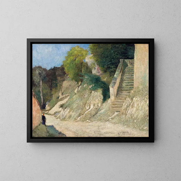 Une montée raide à Montigny-sur-Loing - Carl Fredrik Hill — framed artwork on a wall