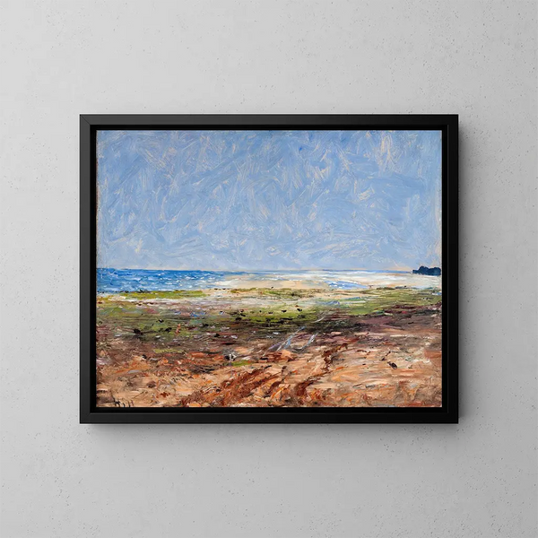 Coastal scene painting at Luc-sur-Mer - Carl Fredrik Hill — framed artwork on a wall
