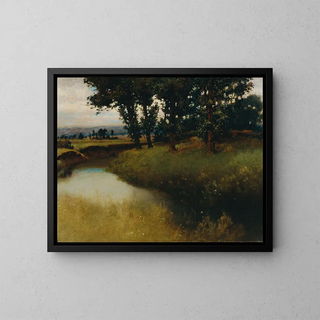 Evening landscape - Carl Freiherr von Pidoll zu Quintenbach — framed artwork on a wall
