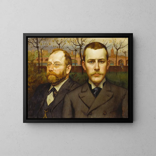 Double portrait painting of Heinrich Pallmann and Heinrich Weizsäcker - Carl Freiherr von Pidoll zu Quintenbach — framed artwork on a wall