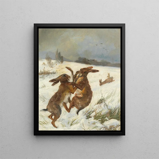 Lapins - Carl Friedrich Deiker — framed artwork on a wall