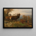 Herd of Red Deer - Carl Friedrich Deiker — framed artwork on a wall