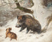 Hunting dog tracking a wild boar - Carl Friedrich Deiker — artwork view
