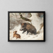 Hunting dog tracking a wild boar - Carl Friedrich Deiker — framed artwork on a wall