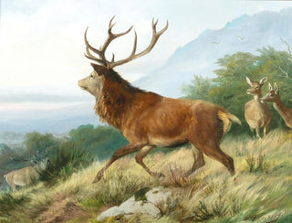 Red stag during rutting season - Carl Friedrich Deiker — artwork view