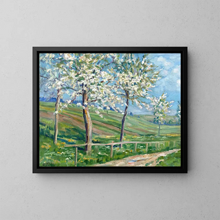Spring Landscape Painting - Carl Friedrich Felber — framed artwork on a wall