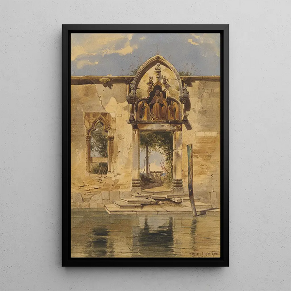 The Madonna della Misericordia Gate from the canal - Carl Friedrich Heinrich Werner — framed artwork on a wall