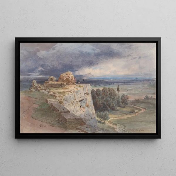 View of Norba from the north towards San Felice Circeo - Carl Friedrich Heinrich Werner — framed artwork on a wall