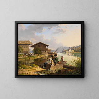 Vue sur le Walchensee - Carl Friedrich Heinzmann — framed artwork on a wall