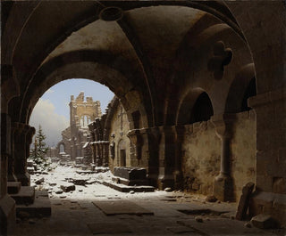 Ruins of a church in winter - Carl Georg Adolph Hasenpflug — artwork view