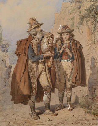 Players of Bagpipes and Flute - Carl Goebel — artwork view