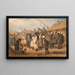 In the Hungarian Puszta, soldiers and girls dancing - Carl Goebel — framed artwork on a wall