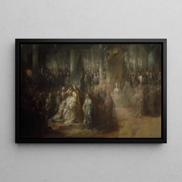 Coronation of Gustave III - Carl Gustaf Pilo — framed artwork on a wall