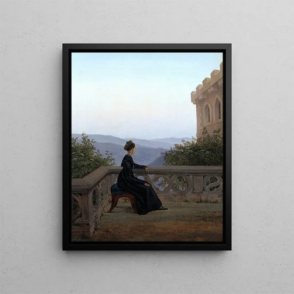 Woman on the Balcony - Carl Gustav Carus — framed artwork on a wall