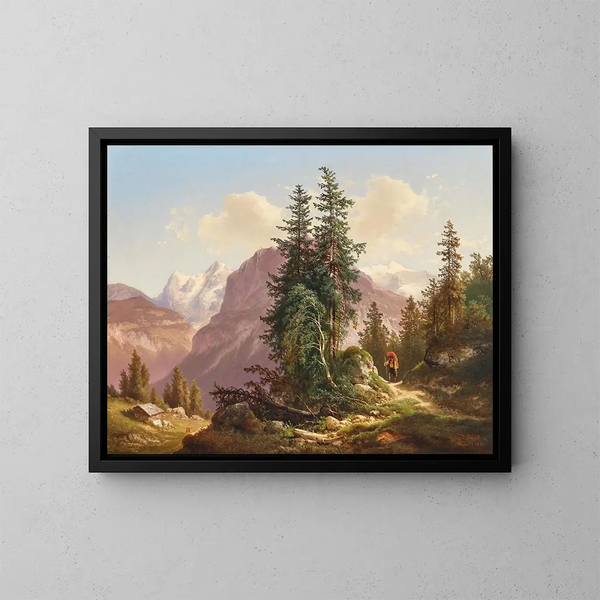 L'Eiger, the Mönch and the Silberhorn in Switzerland - Carl Hasch — framed artwork on a wall